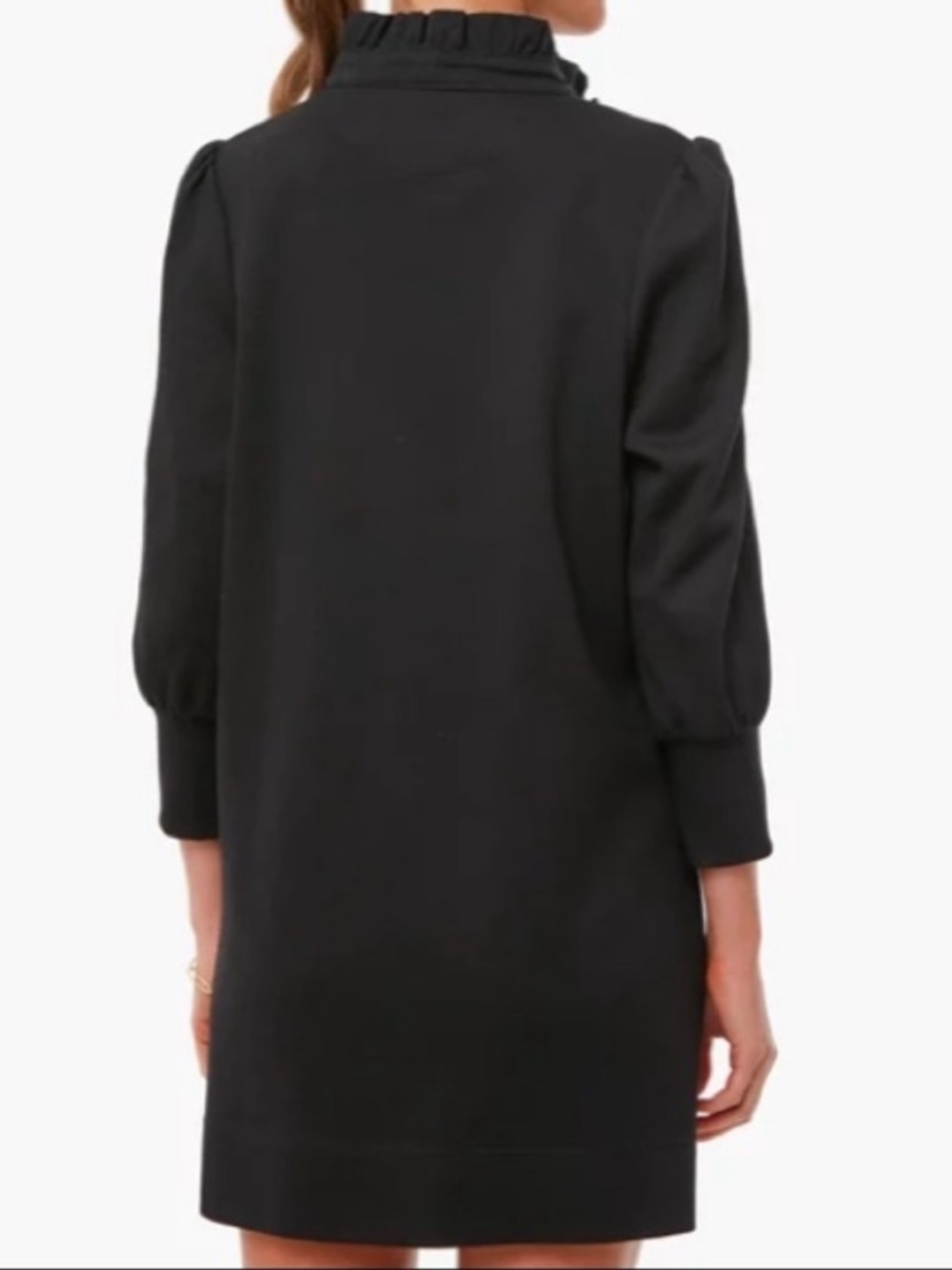 Pomander place Tuckernuck black terry ruffle neck Charlotte shirt dress sz XL - Picture 2 of 8